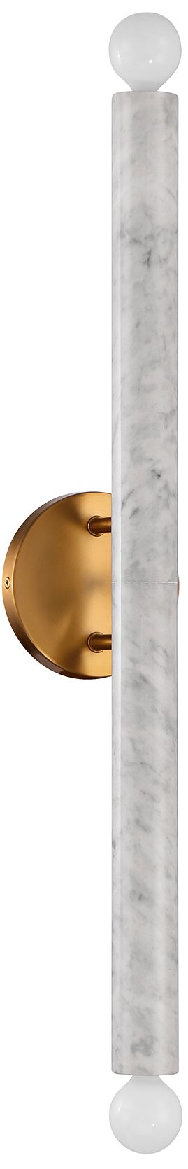 Image 3 Callaway 2-Light Wall Sconce in White Marble with Warm Brass more views