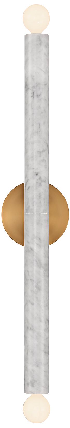 Image 4 Callaway 2-Light Wall Sconce in White Marble with Warm Brass more views
