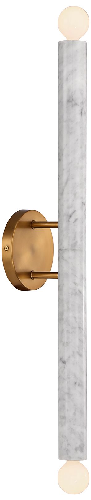 Image 5 Callaway 2-Light Wall Sconce in White Marble with Warm Brass more views