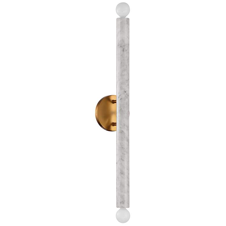 Image 3 Callaway 26" High Warm Brass and Marble 2-Light Wall Sconce more views