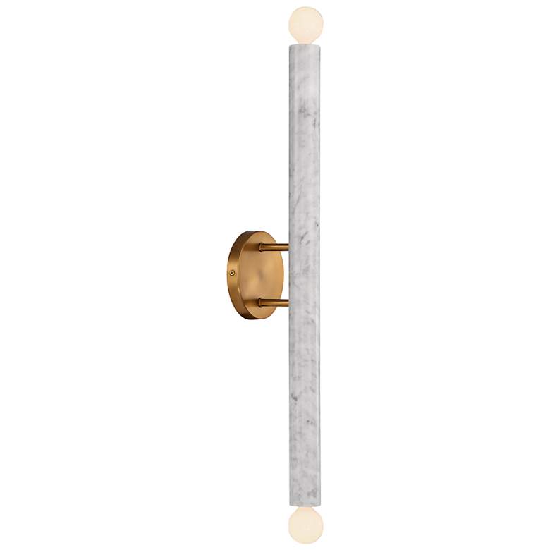 Image 5 Callaway 26" High Warm Brass and Marble 2-Light Wall Sconce more views