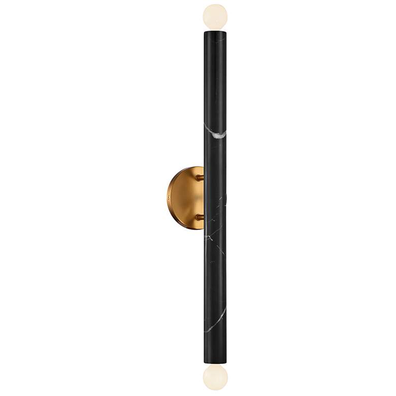 Image 1 Callaway 26"H Black Marble with Warm Brass 2-Light Sconce