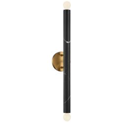Callaway 26"H Black Marble with Warm Brass 2-Light Sconce
