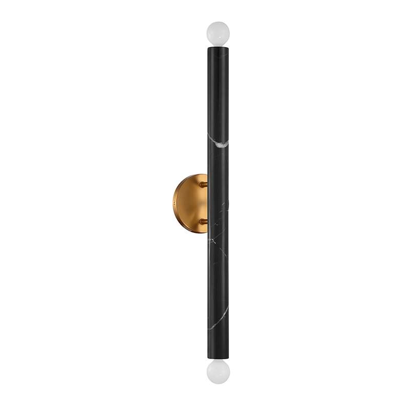 Image 2 Callaway 26"H Black Marble with Warm Brass 2-Light Sconce more views