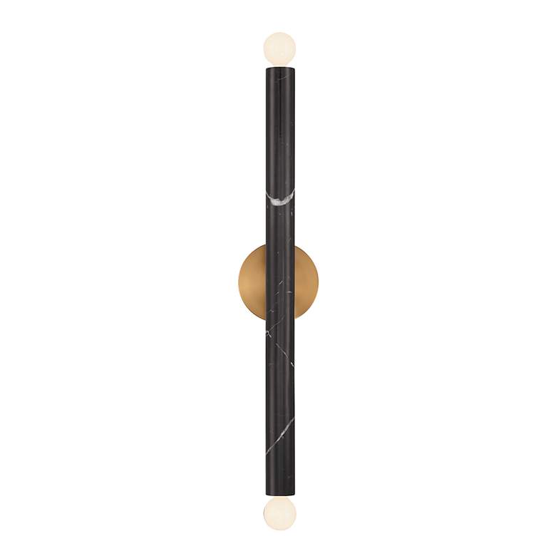 Image 3 Callaway 26"H Black Marble with Warm Brass 2-Light Sconce more views