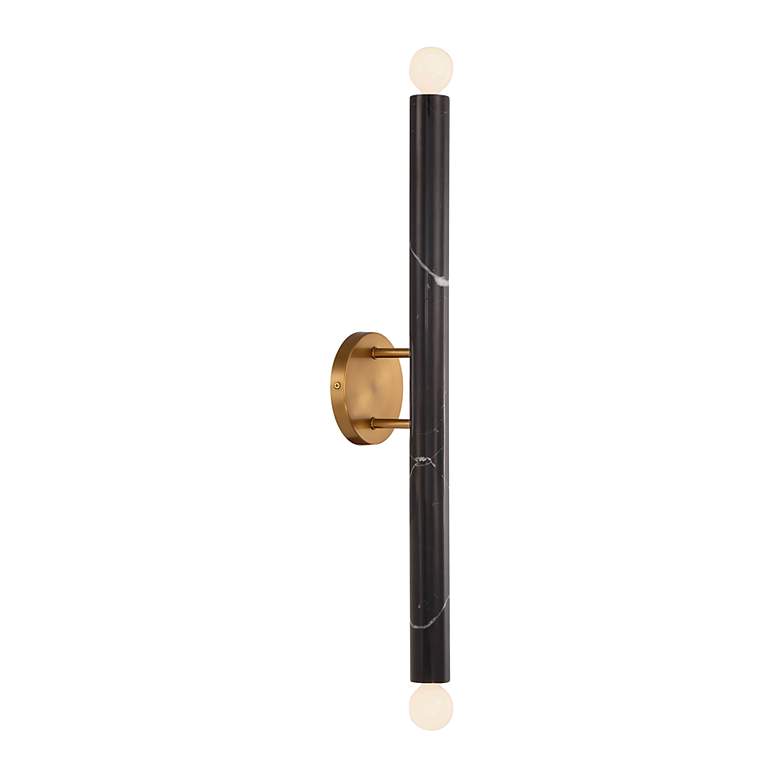 Image 4 Callaway 26"H Black Marble with Warm Brass 2-Light Sconce more views