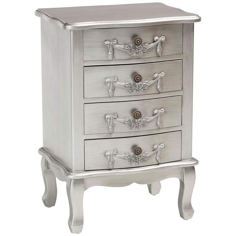 Image 2 Callen 18 1/4 inch Wide Brushed Silver Wood 4-Drawer Nightstand