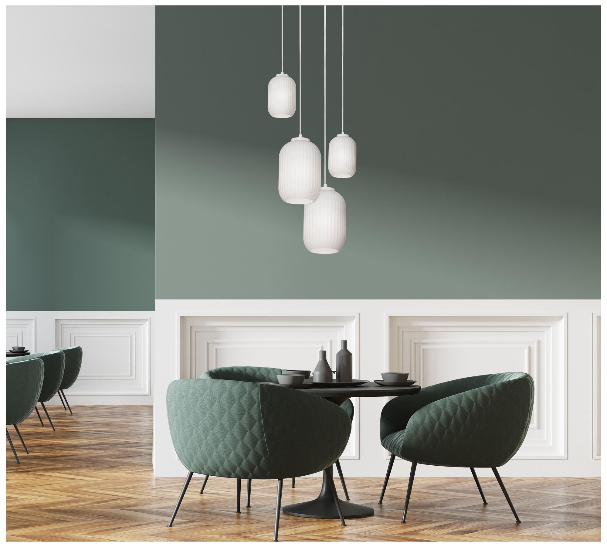 Image 3 Callie 4 Light Round Pendant - White more views