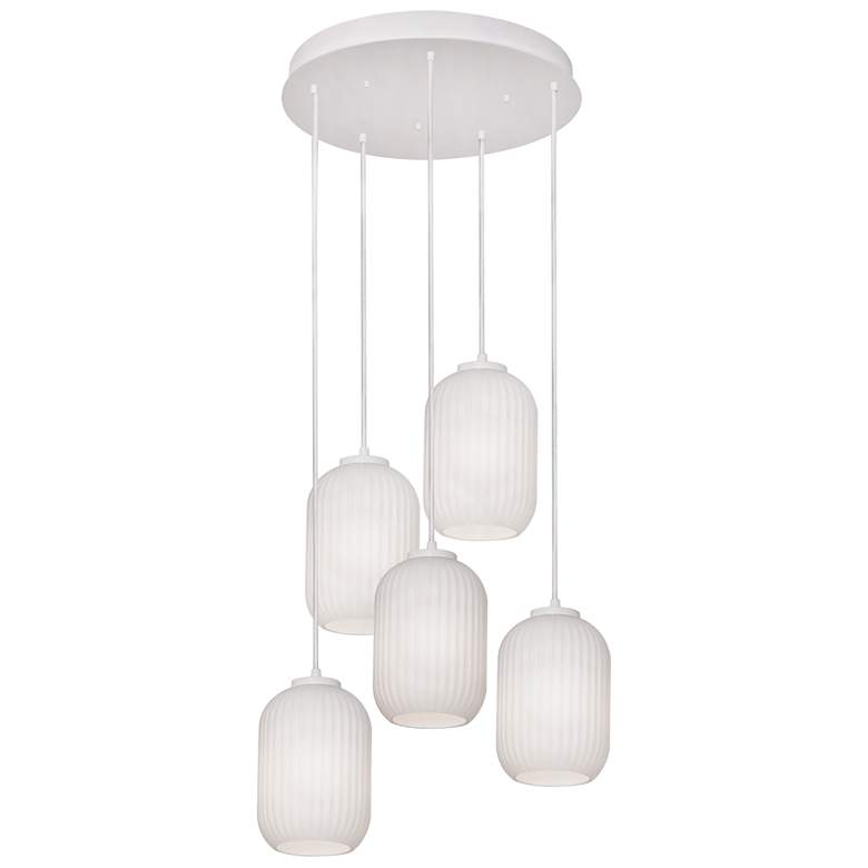 Image 2 Callie 5 Light Round Pendant - White