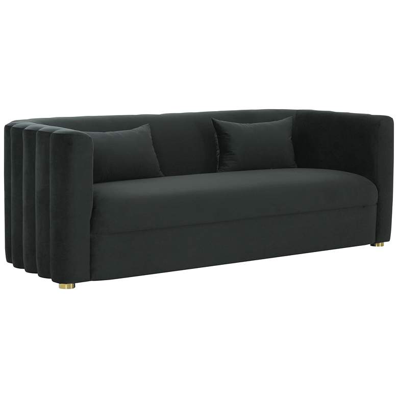 Image 2 Callie 84 1/4 inch Wide Black Velvet Tufted Sofa