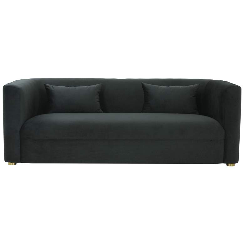 Image 4 Callie 84 1/4 inch Wide Black Velvet Tufted Sofa more views