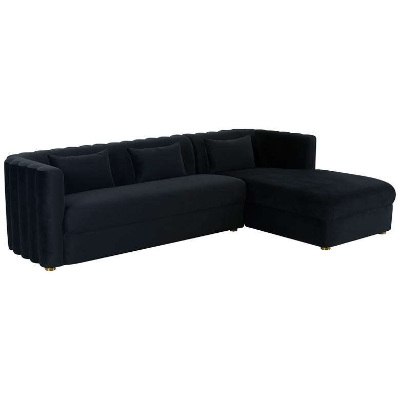 Image 1 Callie Black Velvet Right Arm Facing Sectional