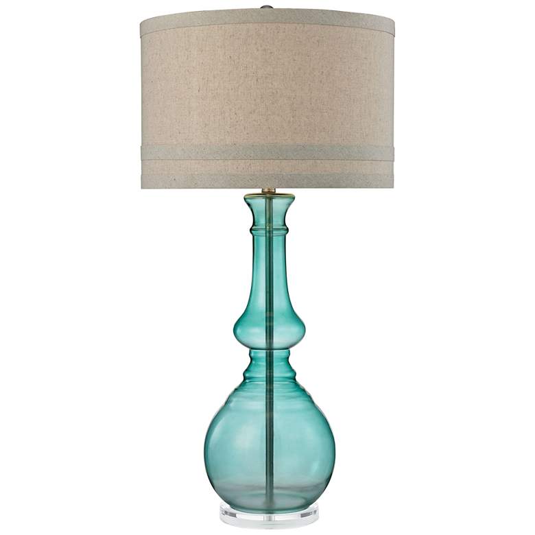 Image 1 Callie Seaspray Green Tall Glass Table Lamp