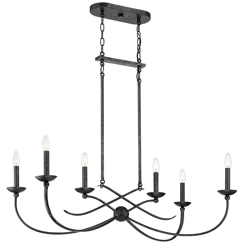 Image 1 Calligraphy 37 1/2" Wide Old Black 6-Light Island Chandelier