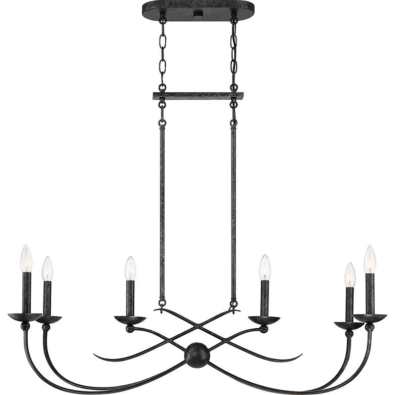 Image 2 Calligraphy 37 1/2" Wide Old Black 6-Light Island Chandelier more views