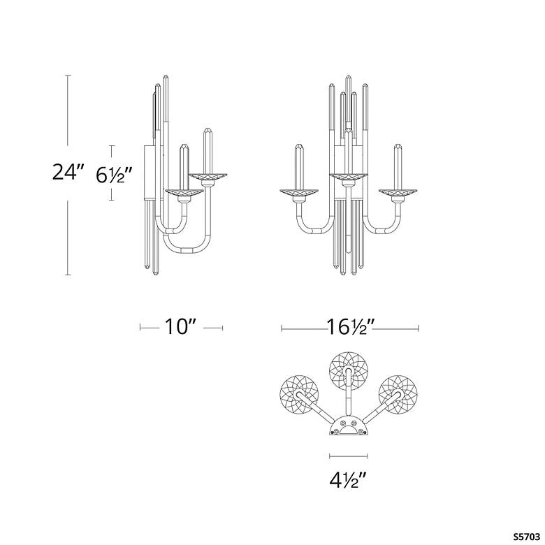 Image 3 Calliope 24"H x 16.5"W 3-Light Crystal Wall Sconce in Black more views