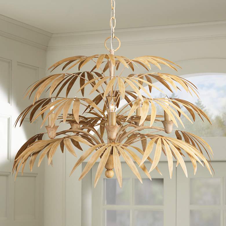 Image 1 Calliope 32" Wide Coco Cream and Ivory 5-Light Chandelier