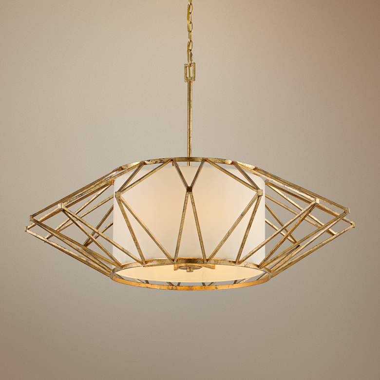 Image 1 Calliope 42" Wide Rustic Gold Leaf Pendant Light