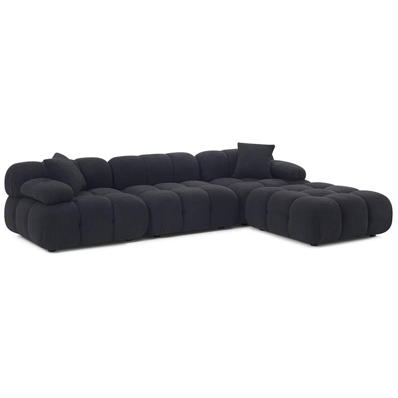 Image 1 Calliope Black Vegan Shearling 4-piece Modular Sectional