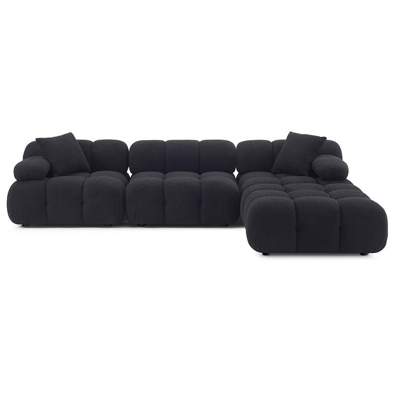 Image 3 Calliope Black Vegan Shearling 4-piece Modular Sectional more views
