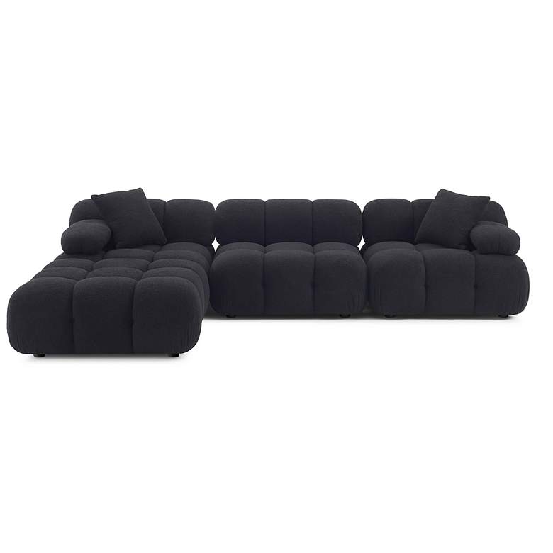 Image 4 Calliope Black Vegan Shearling 4-piece Modular Sectional more views