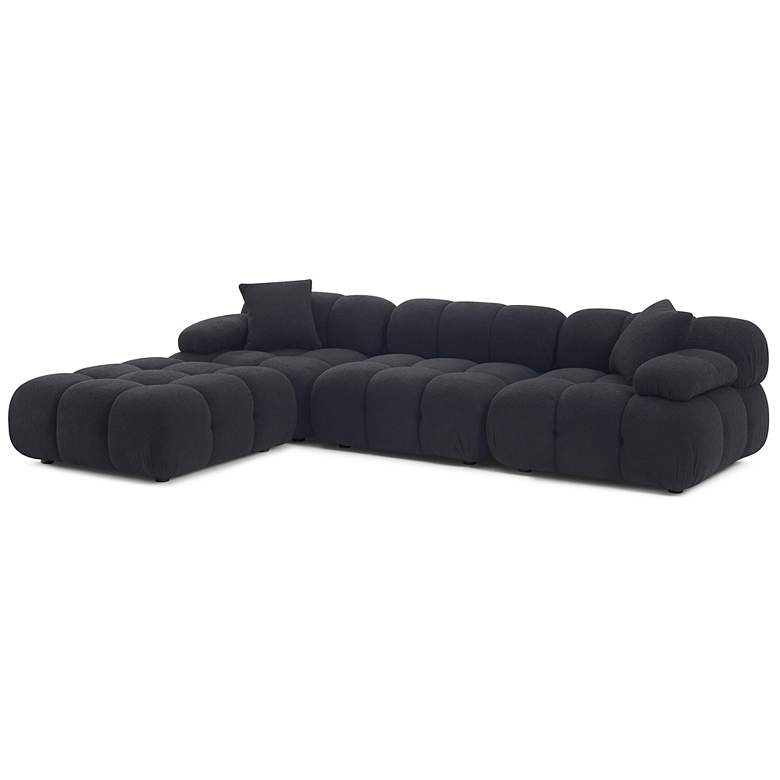 Image 5 Calliope Black Vegan Shearling 4-piece Modular Sectional more views