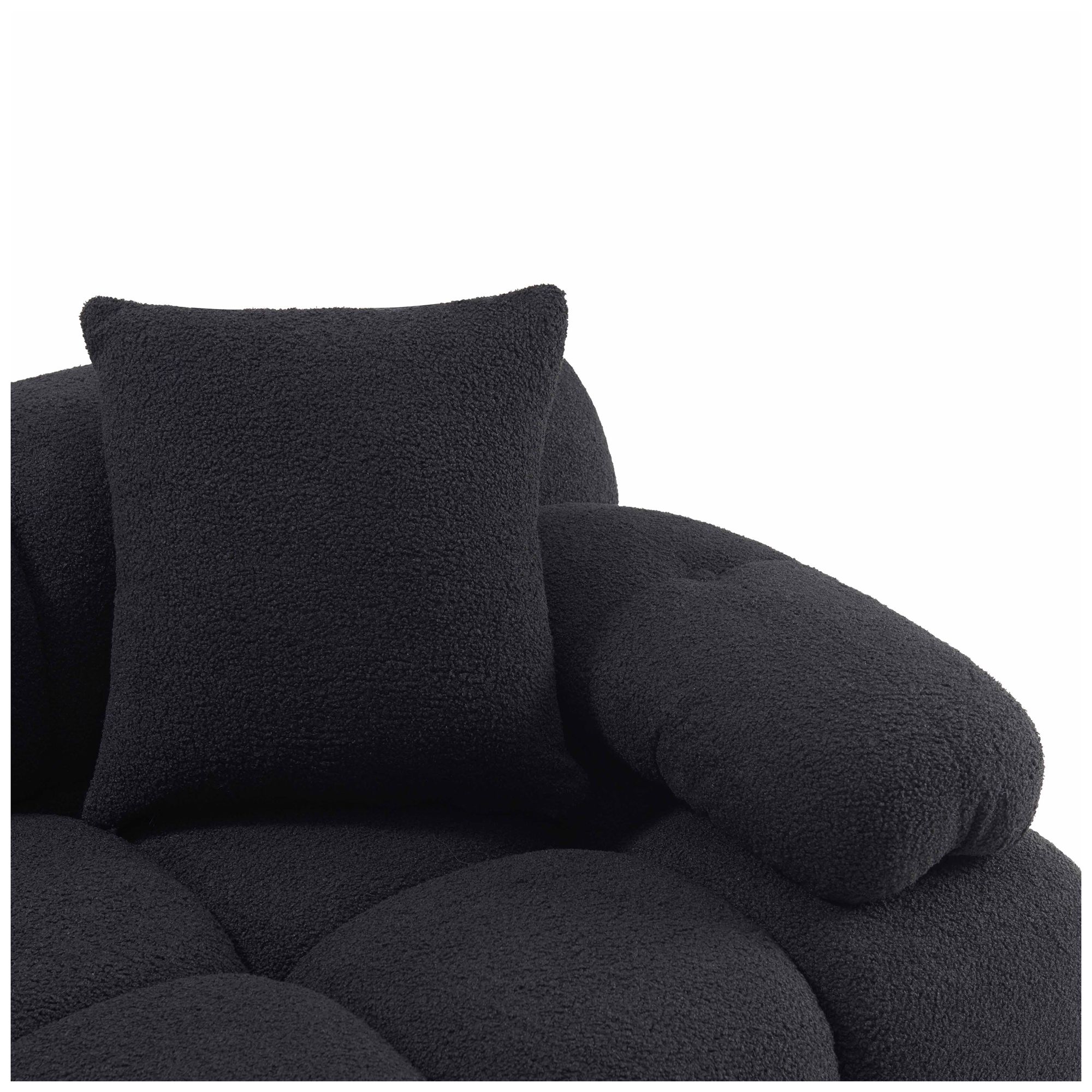 Calliope Black Vegan Shearling 4-piece Modular Sectional