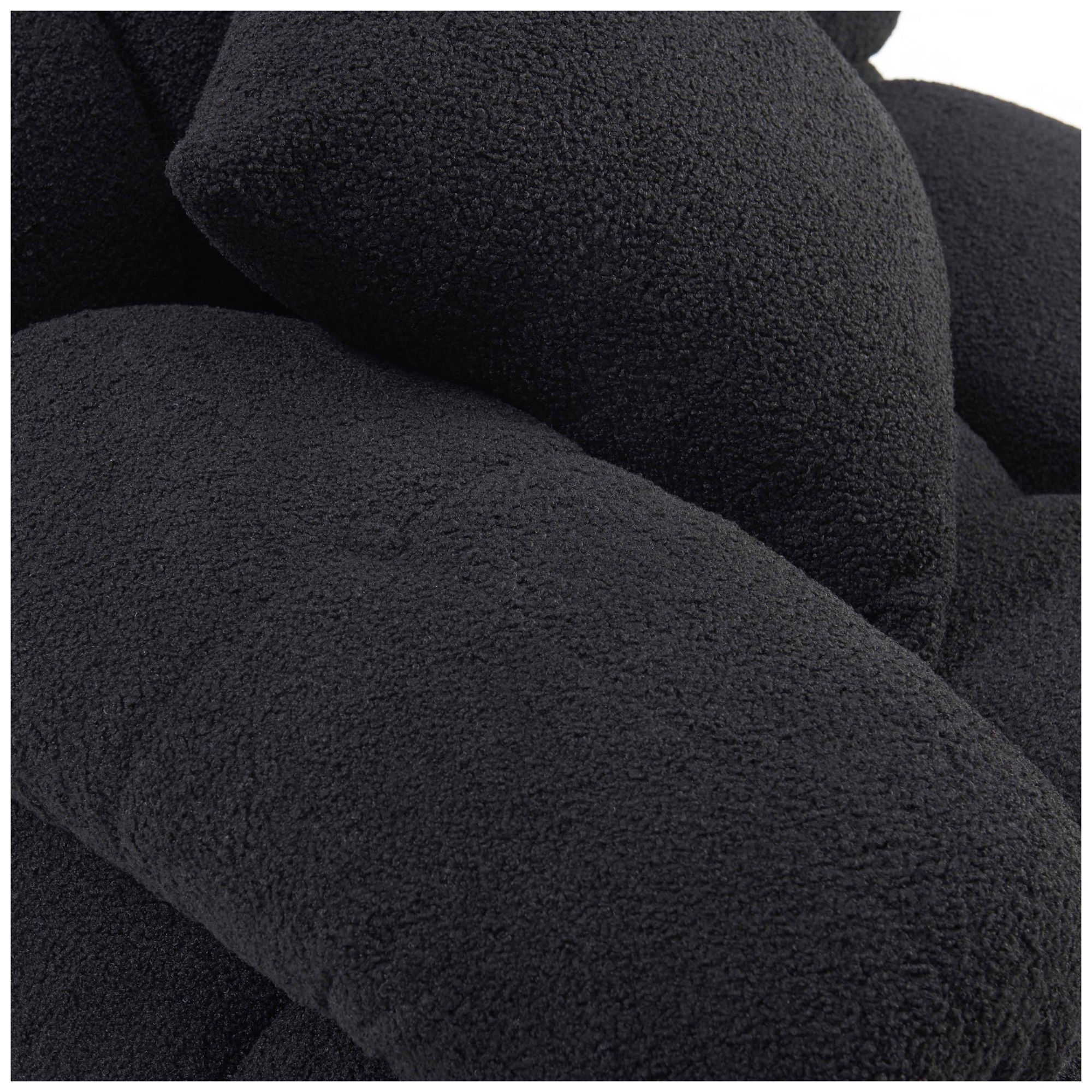 Calliope Black Vegan Shearling 4-piece Modular Sectional