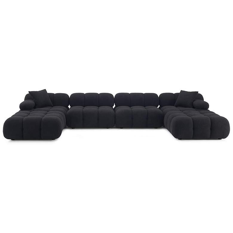 Image 3 Calliope Black Vegan Shearling 6-piece Modular U-Sectional more views