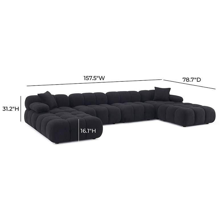 Image 7 Calliope Black Vegan Shearling 6-piece Modular U-Sectional more views