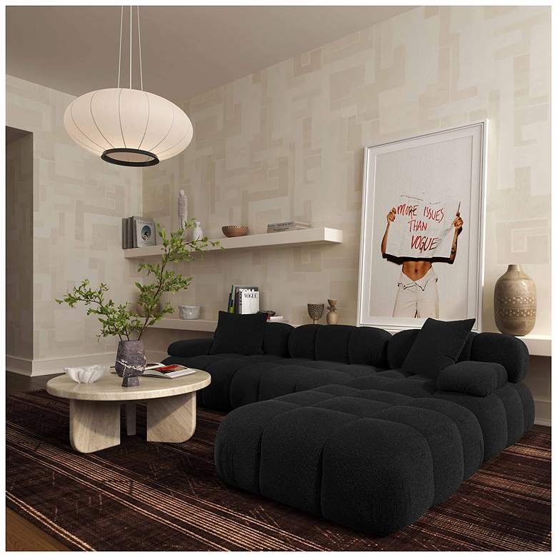 Image 5 Calliope Black Vegan Shearling Modular Ottoman more views