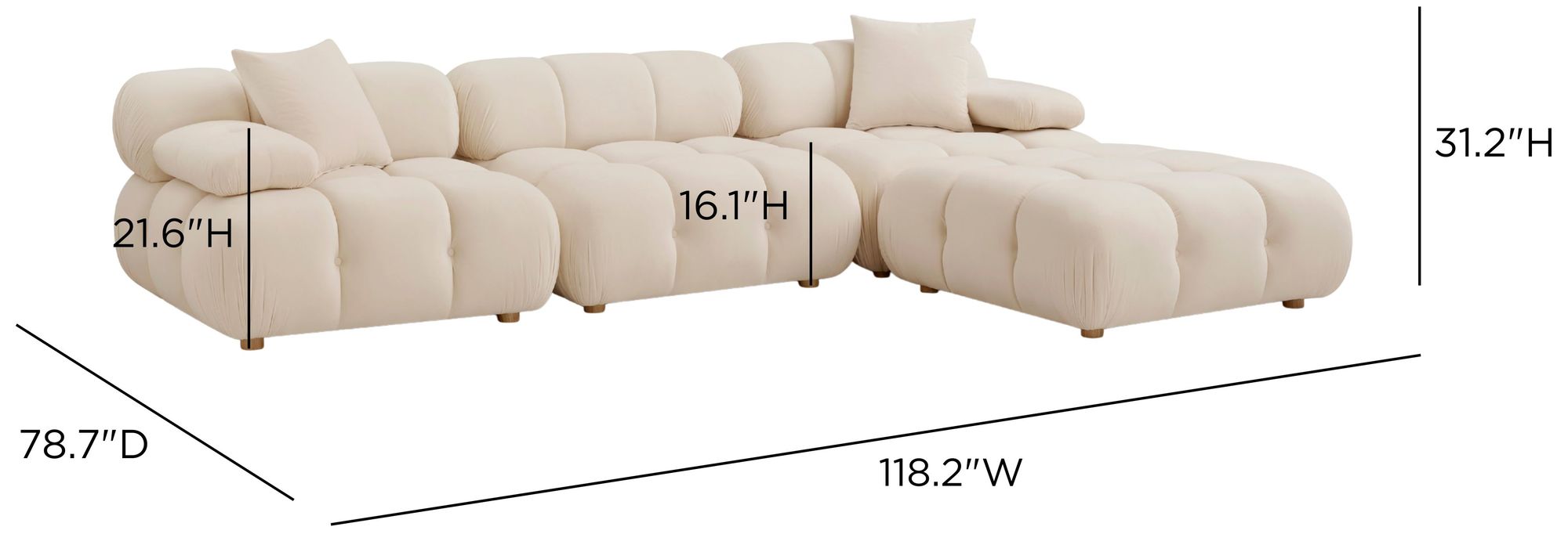 Image 6 Calliope Cream Performance Velvet 4-piece Modular Sectional more views