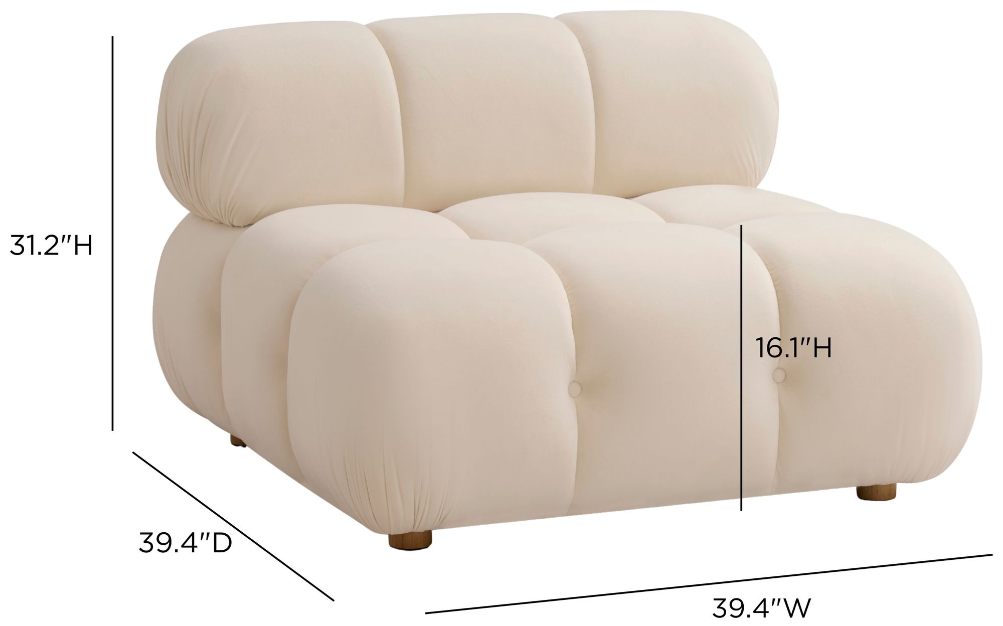 Image 4 Calliope Cream Performance Velvet Modular Armless Chair more views