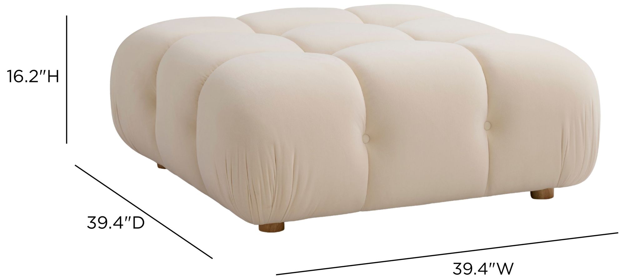 Image 4 Calliope Cream Performance Velvet Modular Ottoman more views