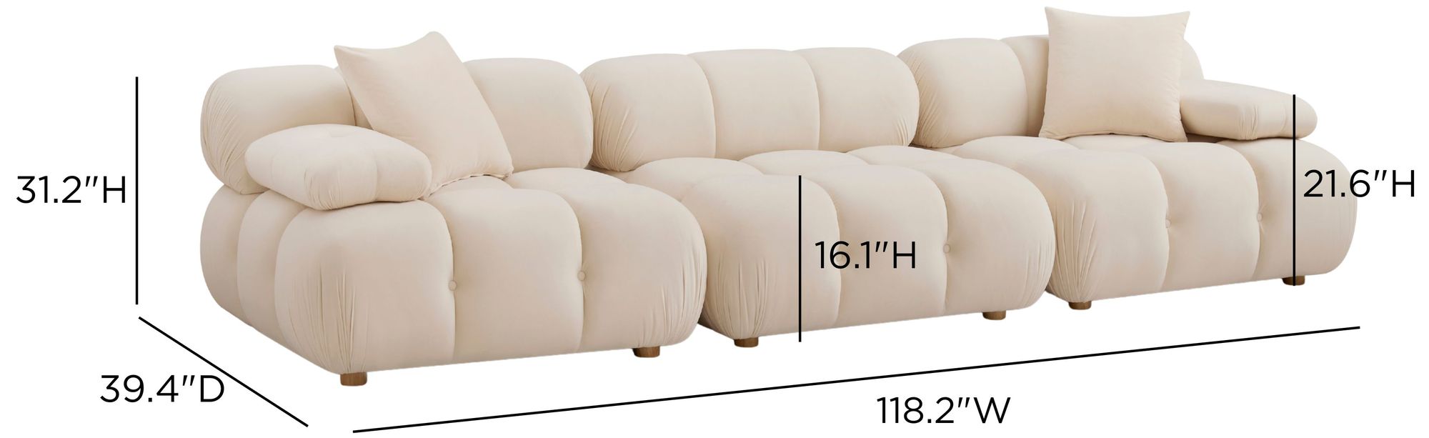 Image 6 Calliope Cream Performance Velvet Modular Sofa more views