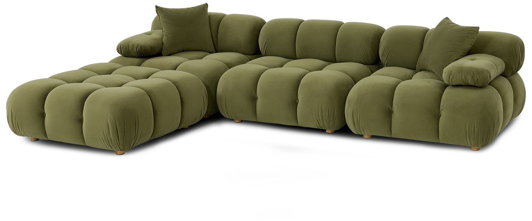 Image 2 Calliope Olive Green Performance Velvet 4-piece Modular Sectional more views
