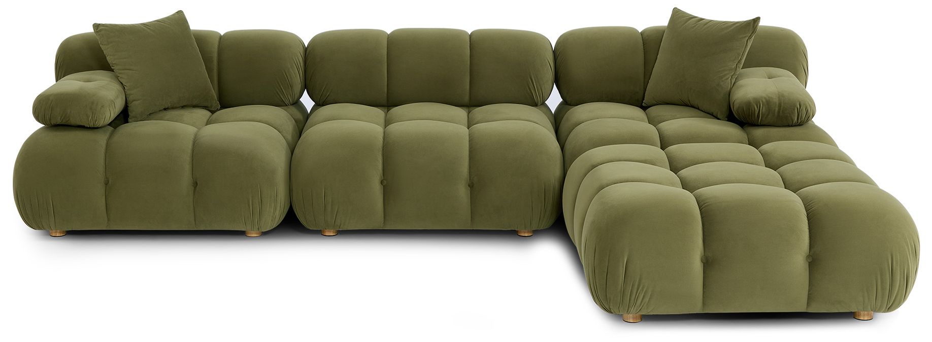 Image 5 Calliope Olive Green Performance Velvet 4-piece Modular Sectional more views
