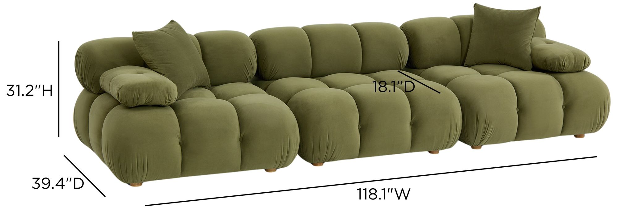 Image 5 Calliope Olive Green Performance Velvet Modular Sofa more views