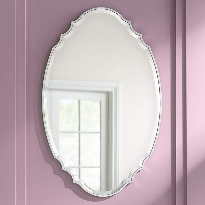 Image 1 Calliope Oval with Scalloped Edge 24 inch x 38 inch Wall Mirror