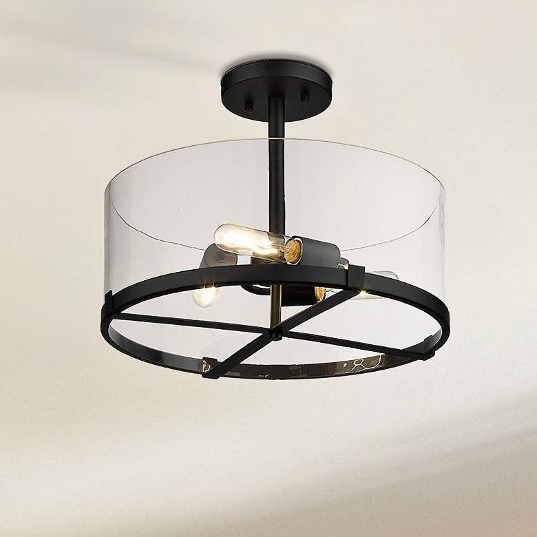 Image 2 Callista 16 1/2" Wide Matte Black 3-Light Ceiling Light
