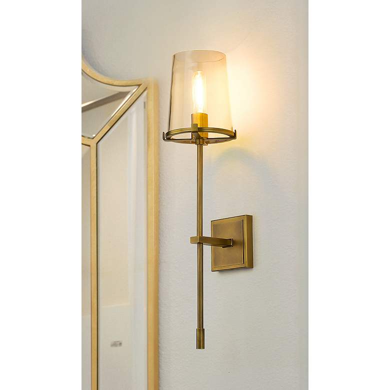 Image 1 Callista 26" High Rubbed Brass Wall Sconce