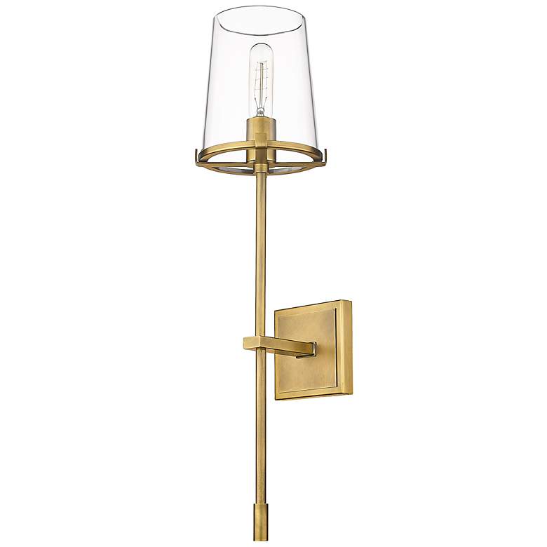 Image 6 Callista 26" High Rubbed Brass Wall Sconce more views