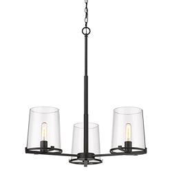 Callista 28" Wide Matte Black 3-Light Chandelier