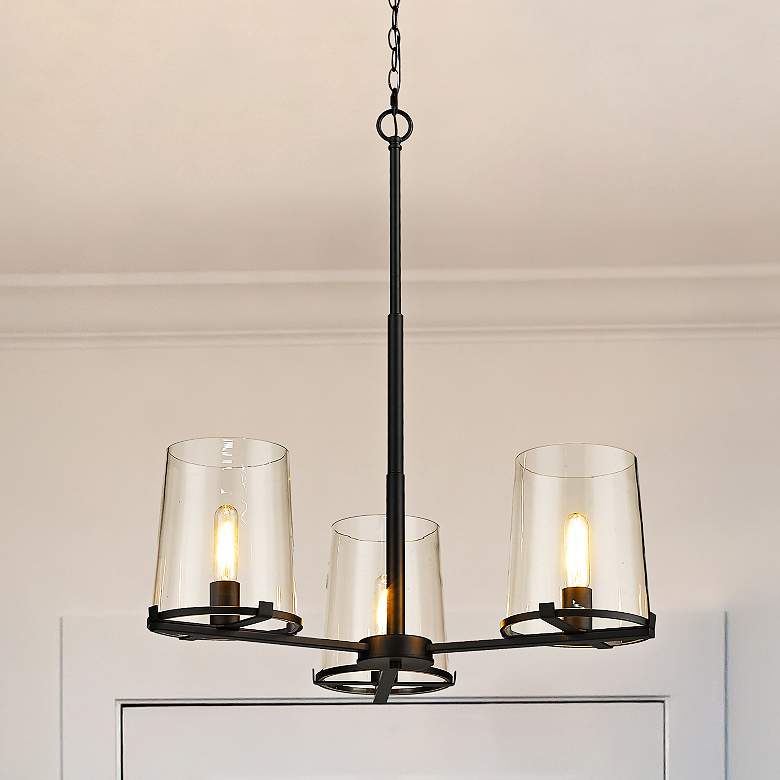 Image 2 Callista 28" Wide Matte Black 3-Light Chandelier
