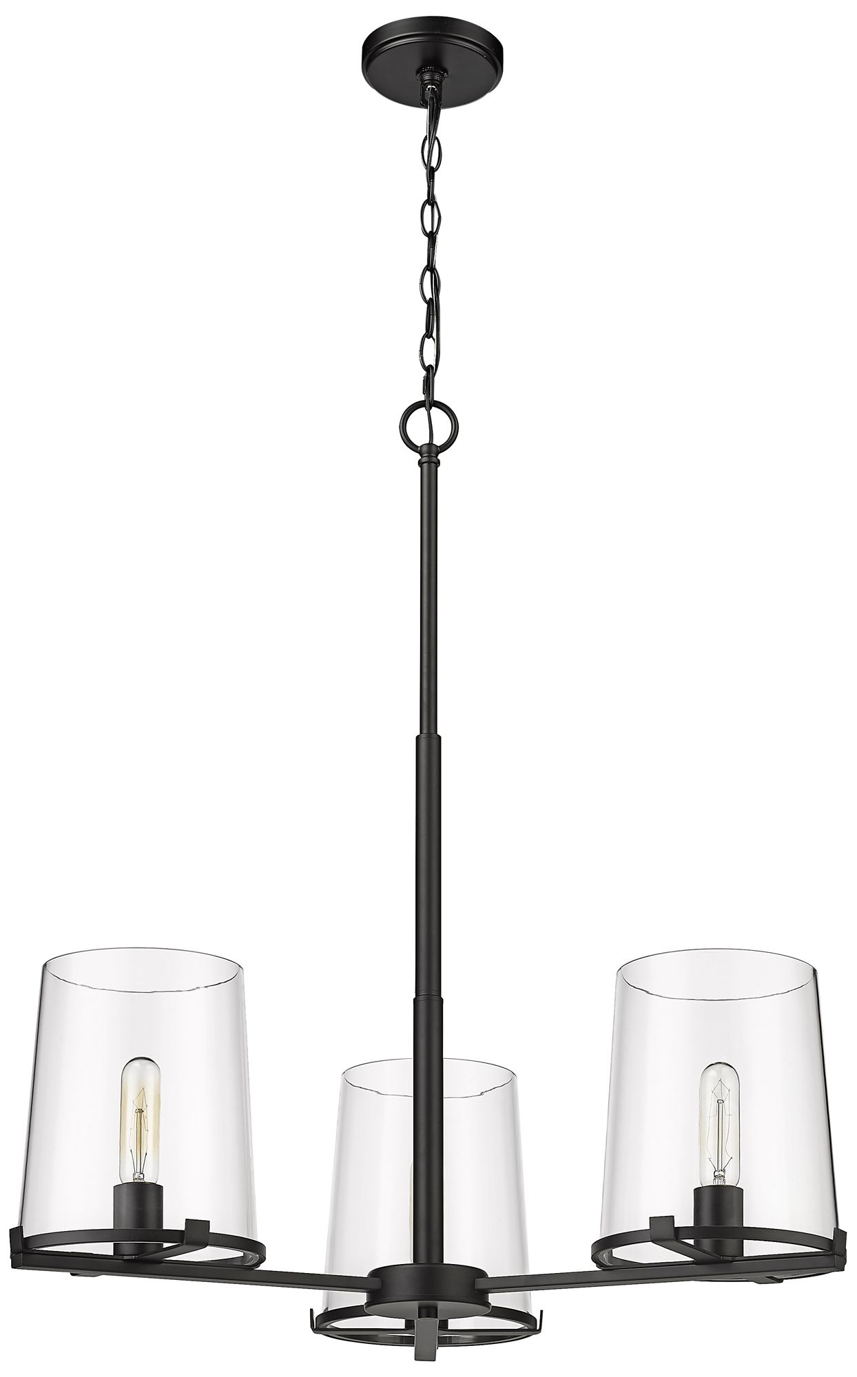 Callista 28" Wide Matte Black 3-Light Chandelier in scene