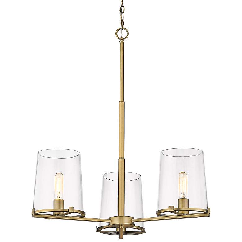 Image 3 Callista 28" Wide Rubbed Brass 3-Light Chandelier