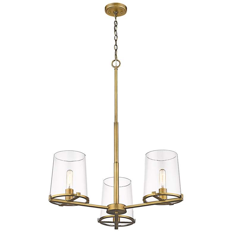 Image 6 Callista 28" Wide Rubbed Brass 3-Light Chandelier more views