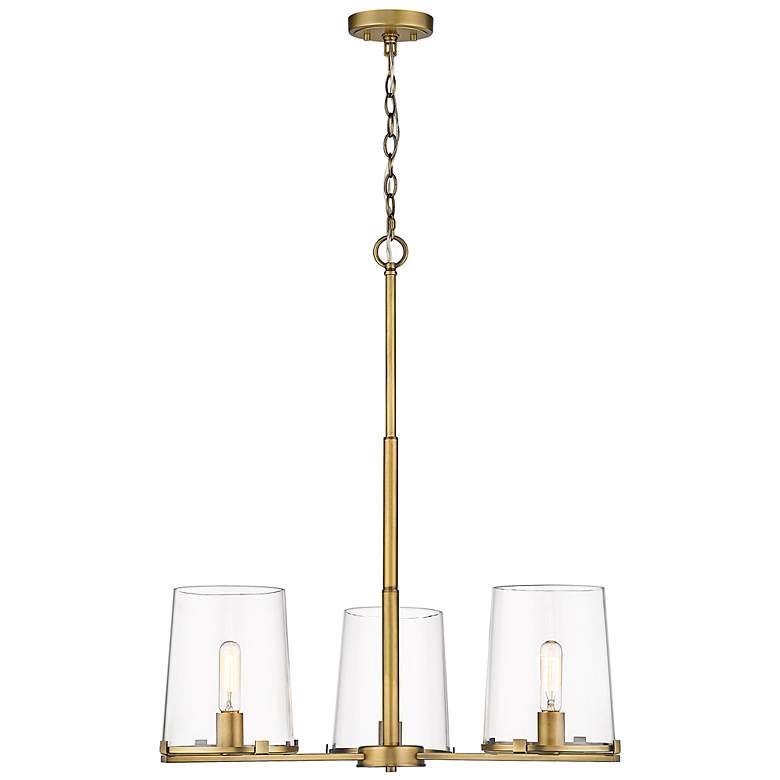 Image 7 Callista 28" Wide Rubbed Brass 3-Light Chandelier more views