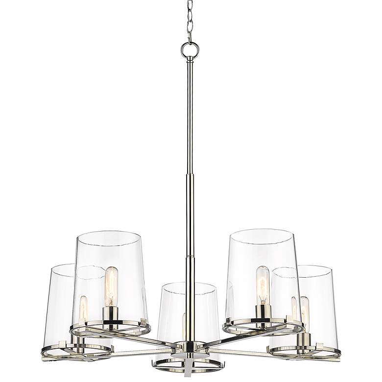 Image 3 Callista 33" Wide Polished Nickel 5-Light Chandelier