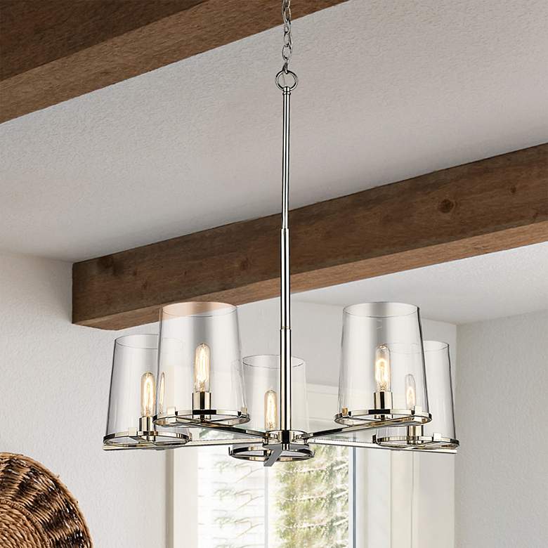 Image 2 Callista 33" Wide Polished Nickel 5-Light Chandelier